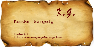 Kender Gergely névjegykártya
